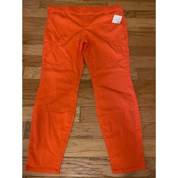 Jaclyn Smith Pants - NWT Jaclyn Smith, women’s coral/orange high elastic waist straight leg pants XXL